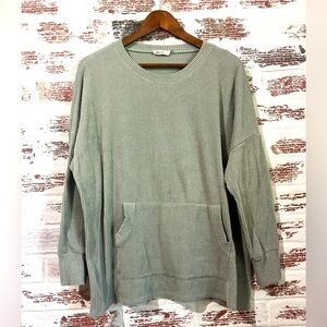 Blumin Apparel Sweater Ribbed Oversized Pullover Lagenlook Sage Green Sz S